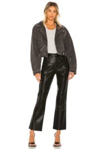 Image of Leather Relaxed Boot Pants - Stylish leather pants with a relaxed fit and bootcut silhouette, perfect for making a fashion statement.black