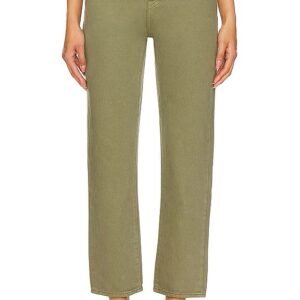 Image of Wedgie Straight Steeped Lichen Green Jeans - Flattering straight-leg jeans in a natural green hue, perfect for adding an earthy touch to your wardrobe