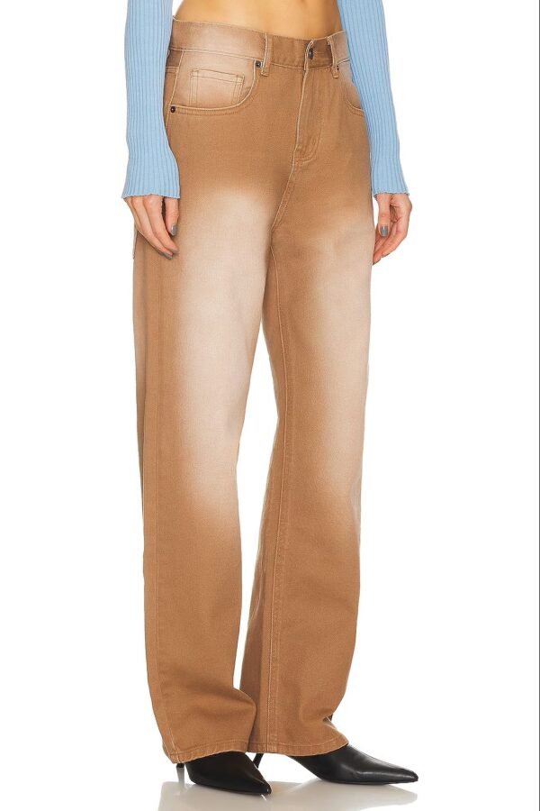 Image of Brown Straight Jeans - Classic denim design in a stylish brown hue, perfect for casual yet chic looks